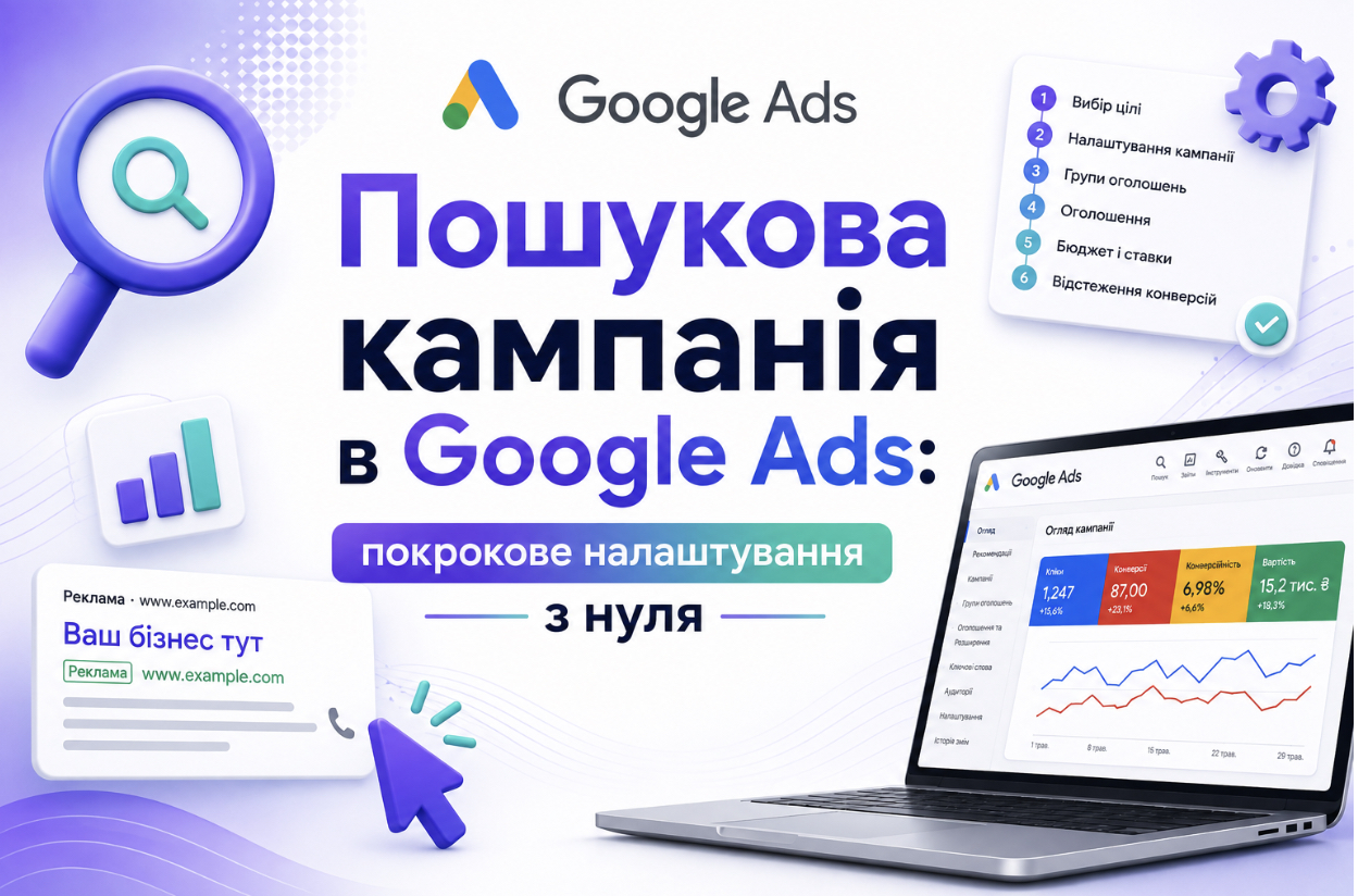 Пошукова кампанія в Google Ads: покрокове налаштування з нуля