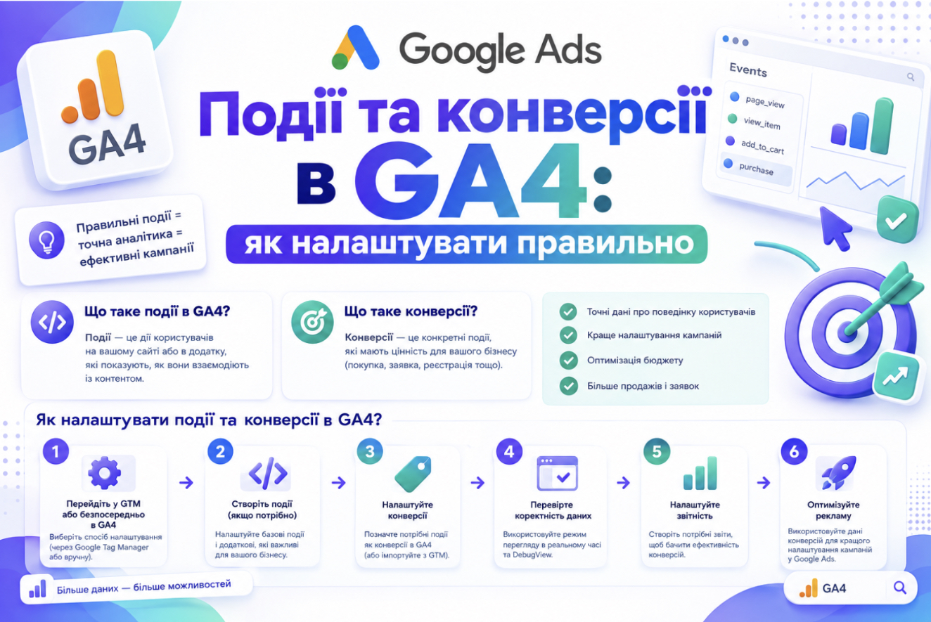 Події та конверсії в GA4: як налаштувати правильно
